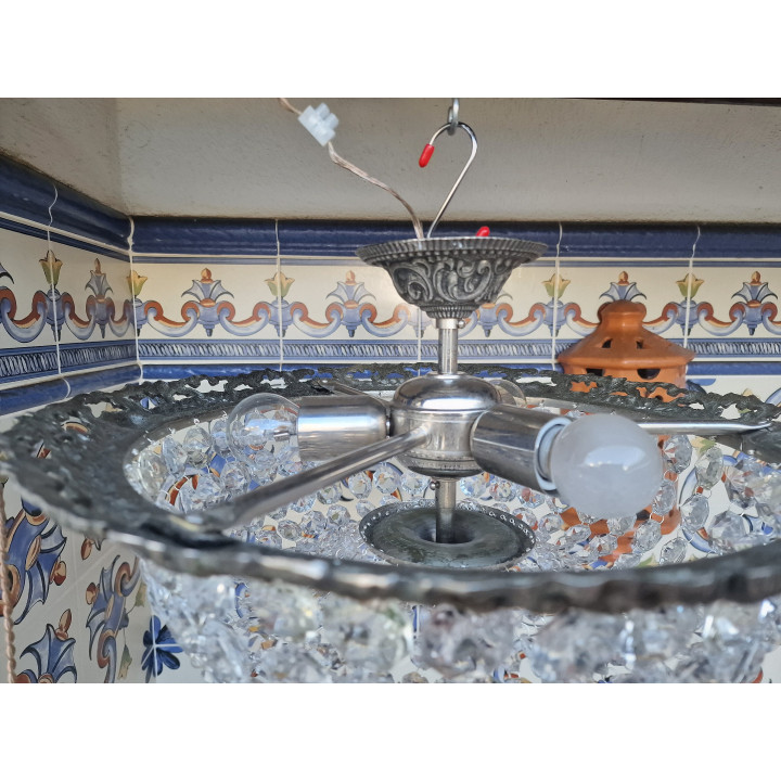Lámpara de techo vintage de cristal, España años 60