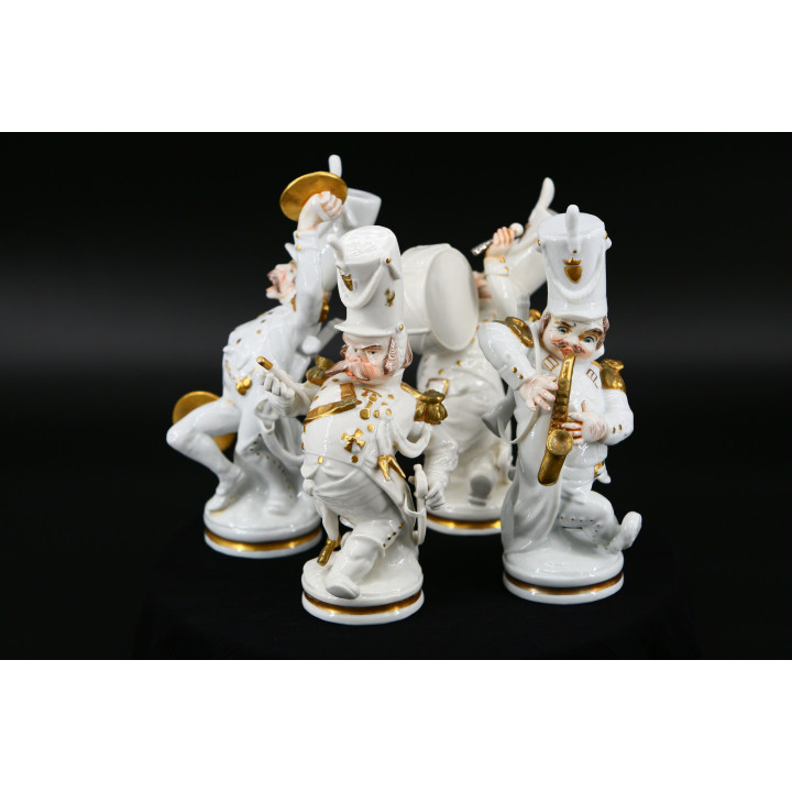 Lot de 4 Figurines Porcelaine P.A.E.S.A. Musiciens Militaires