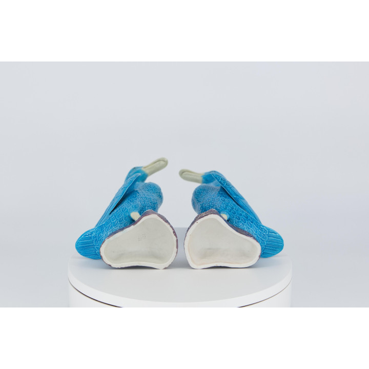 Pareja de Gansos de Porcelana China Turquesa - Siglo XX