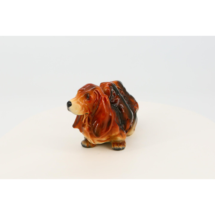 Statuina Vintage Basset Hound con Cuccioli Anni '90