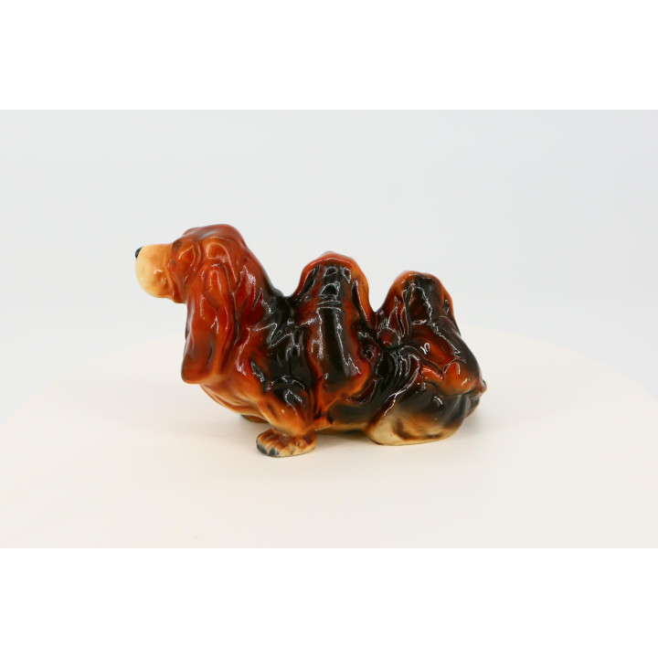 Figura Basset Hound con Cachorros Vintage Años 90