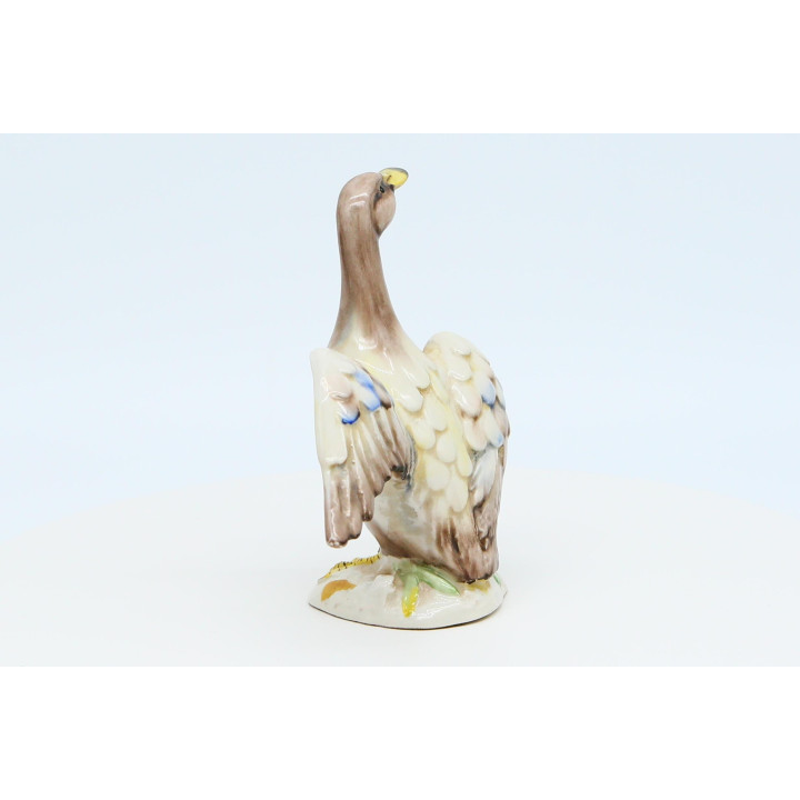 彩色磁器のガチョウの彫刻 - 1990年代ヴィンテージ