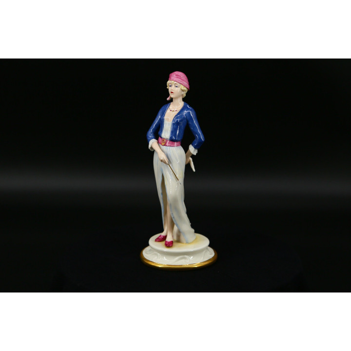 Art Deco Porseleinen Beeldje Epoca - Jaren '20 Vrouw