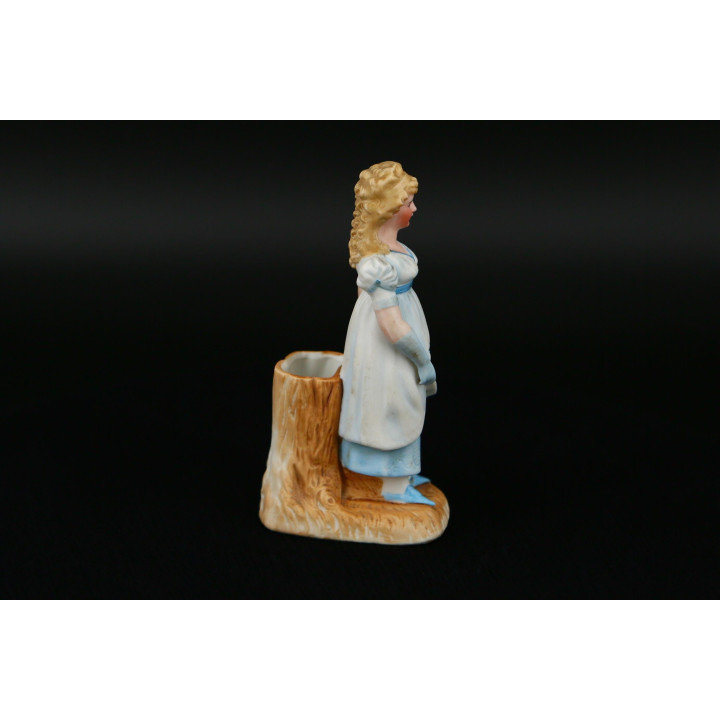 Antyczna figurka z biskwitu, spill holder ok. 1900