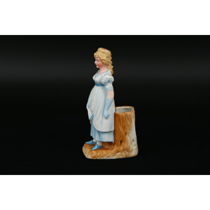 Antique Biscuit Porcelain Spill Holder, c. 1900