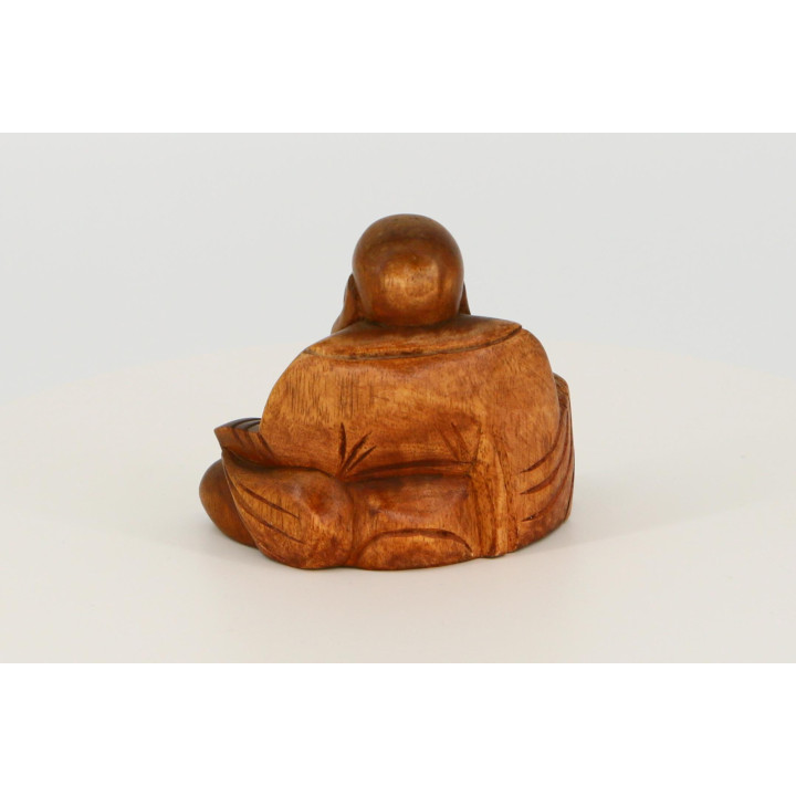 Vintage Wooden Budai Hotei Sculpture - 1990s