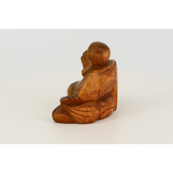 Vintage Wooden Budai Hotei Sculpture - 1990s