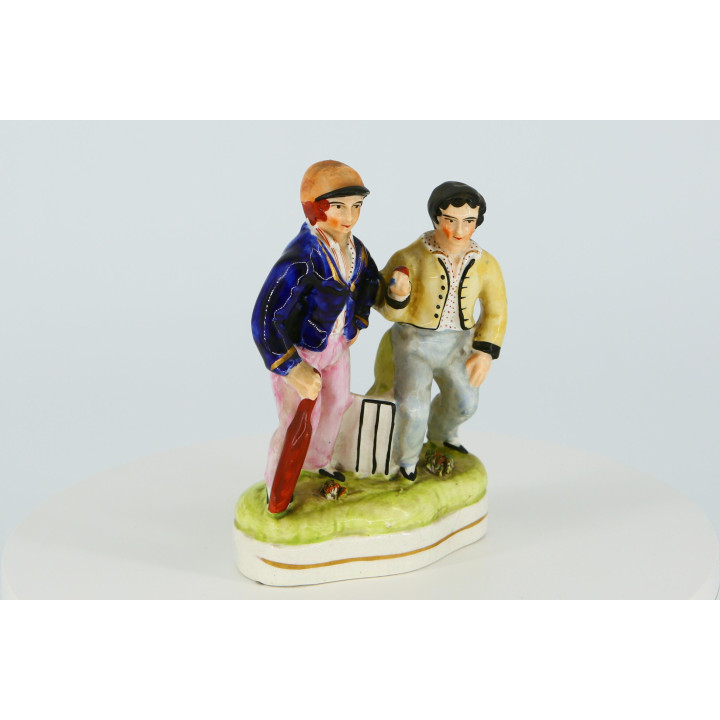 Staffordshire Style Cricket Players Ceramic Statue