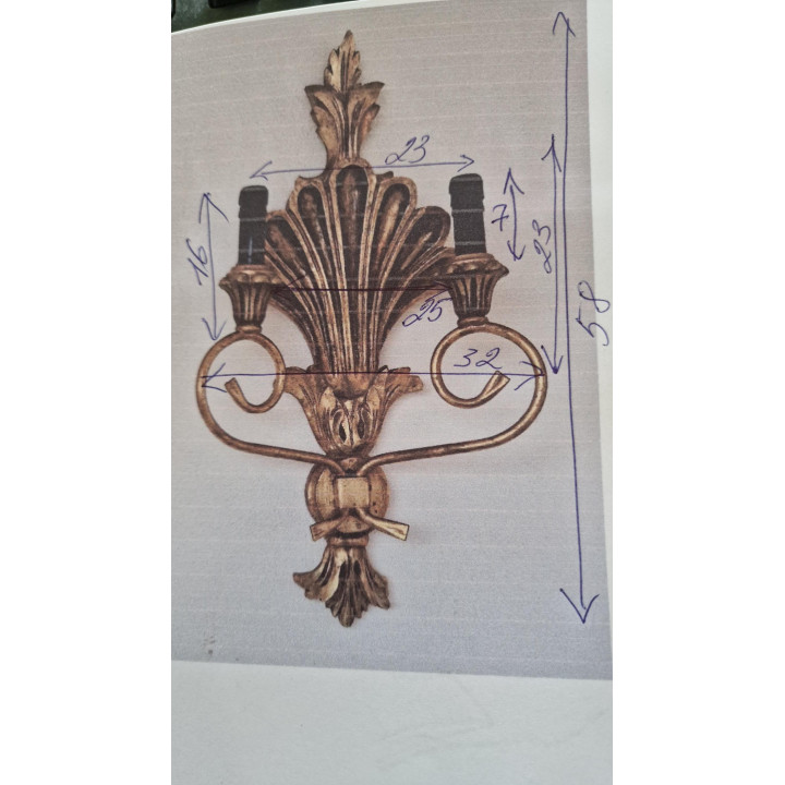 Paar Vintage Wandlampen Lodewijk XVI — Verguld Hout