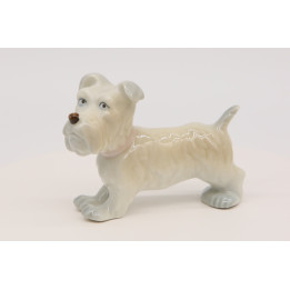 Figura de perro Sealyham Terrier de porcelana esmaltada