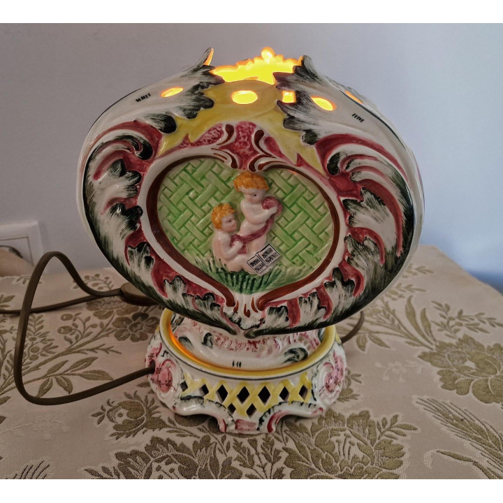 Candeeiro Vintage Cerâmica Italiana Barroco - Pintado à Mão