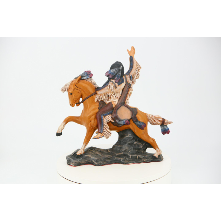 Estátua Guerreiro Nativo Americano | Escultura Western em Resina