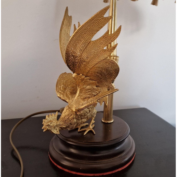 Lámpara de Mesa Gallo de Bronce - Estilo Francés Clásico