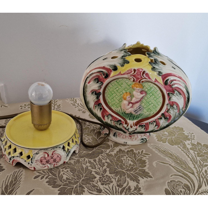 Włoska Lampa Ceramiczna Barokowa Vintage - Ręcznie Malowana