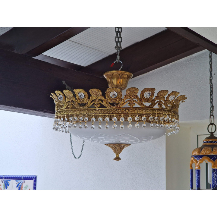 Vintage Kroon Plafondlamp jaren '60 - Hollywood Regency