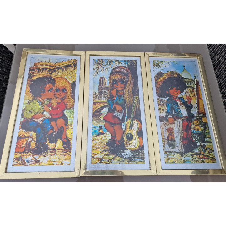 Tríptico Vintage Michel Thomas - Petits Poulbots anos 70