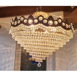 Lámpara de Techo Vintage Cascada 1960, España, Bronce y Vidrio