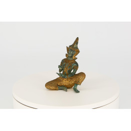 Scultura di Musicista Thailandese in Bronzo - 15 cm