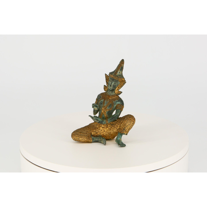 Scultura di Musicista Thailandese in Bronzo - 15 cm