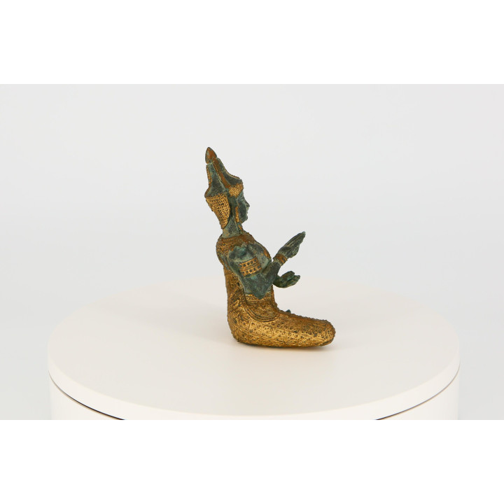 Thai Bronze Musician Sculpture - 15 cm Vintage
