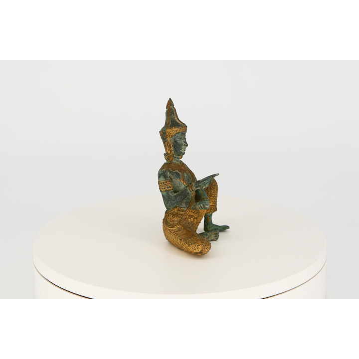 Sculpture de Musicien Thaïlandais en Bronze - 15 cm