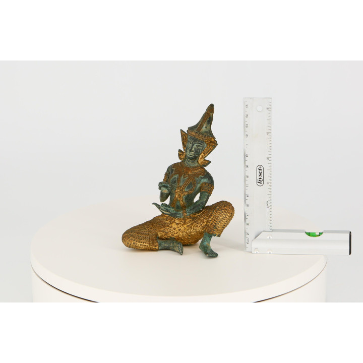Sculpture de Musicien Thaïlandais en Bronze - 15 cm