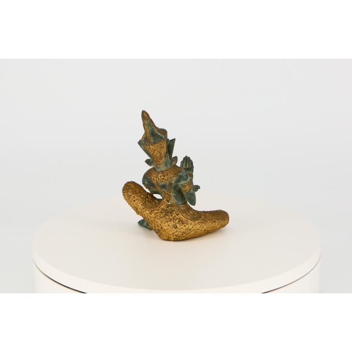 Escultura de Músico Tailandês em Bronze - 15 cm