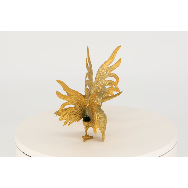 Esculturas de Galos de Briga em Metal Dourado Vintage