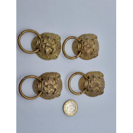 Lot de 4 Poignées Tête de Lion en Bronze | Années 20