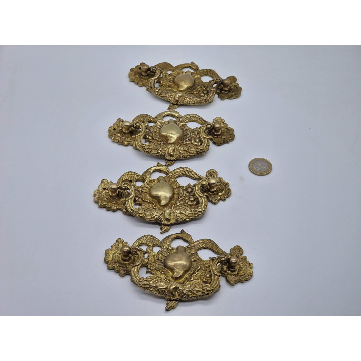 Conjunto de 4 Puxadores Neorrococó em Bronze (1920)