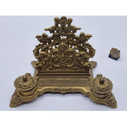 アンティーク・ネオロココ調 真鍮製ダブルインク壺 (1900年頃)