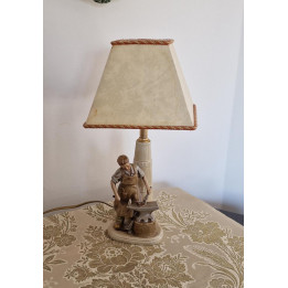 Dresden Porcelain Blacksmith Lamp - Vintage German Decor