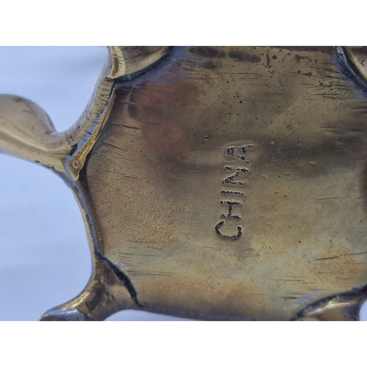 Chinese Bronze Crane and Turtle Table Bell - circa 1970