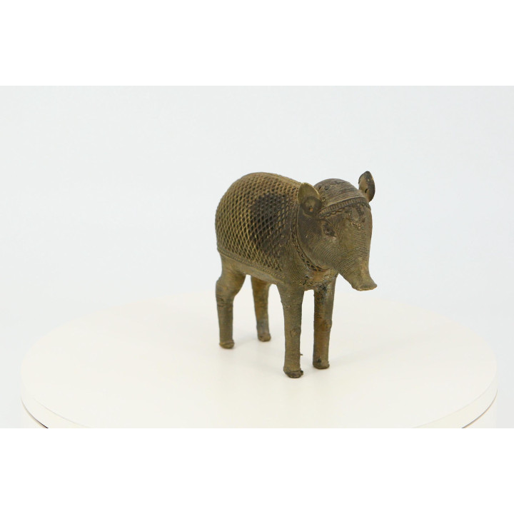 Jabalí de Bronce Dhokra - Arte Tribal Indio de 1970