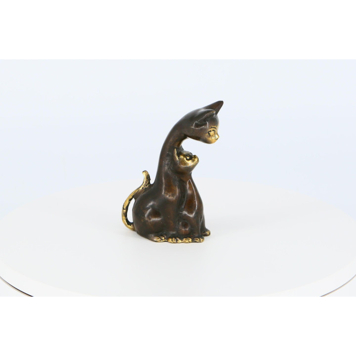 Bronzeskulptur Katzen 1990er | Modernistische Tierfigur