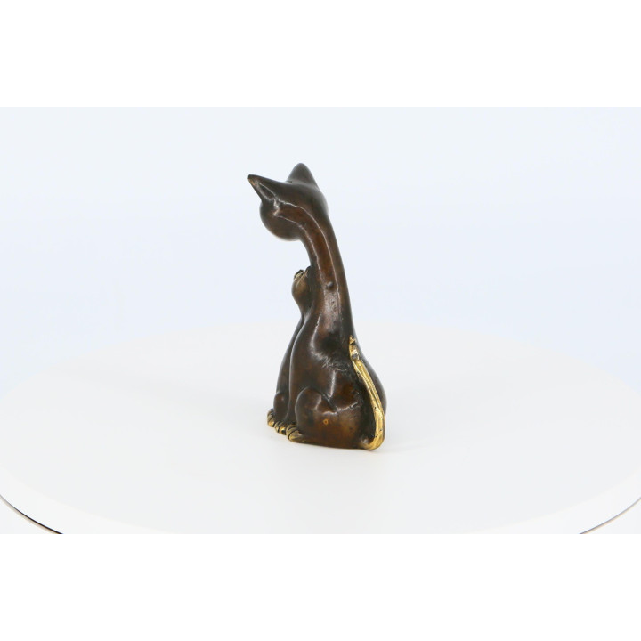 Bronzen kattensculptuur jaren 90 | Modernistisch beeldje