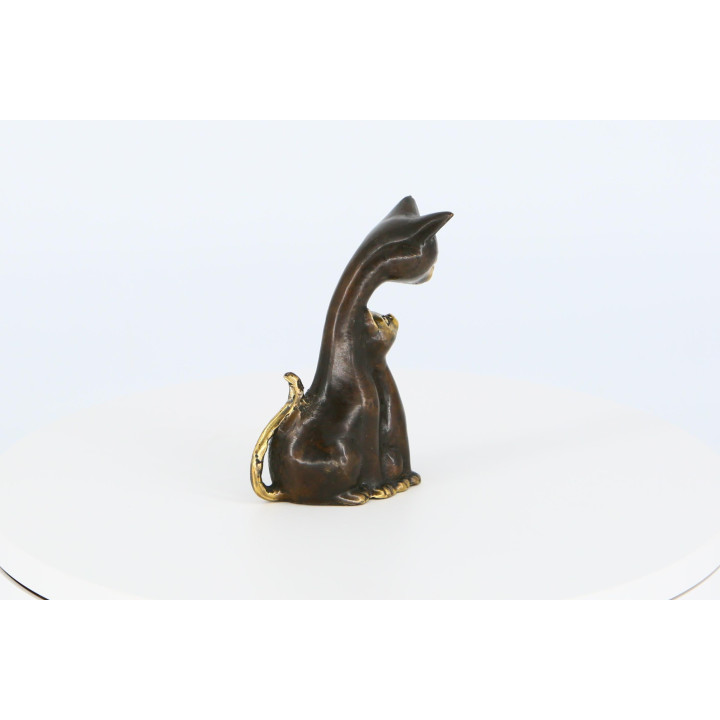 1990s Bronze Feline Sculpture | Modernist Cat Statue