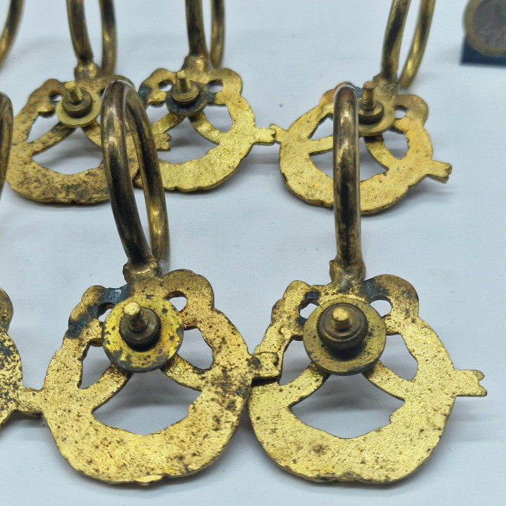 10 Anelli per Tende in Bronzo Dorato Stile Luigi XVI