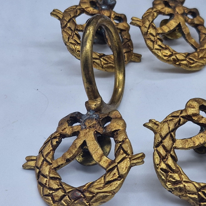 10 Antique Gilt Bronze Laurel Curtain Rings - Louis XVI Style
