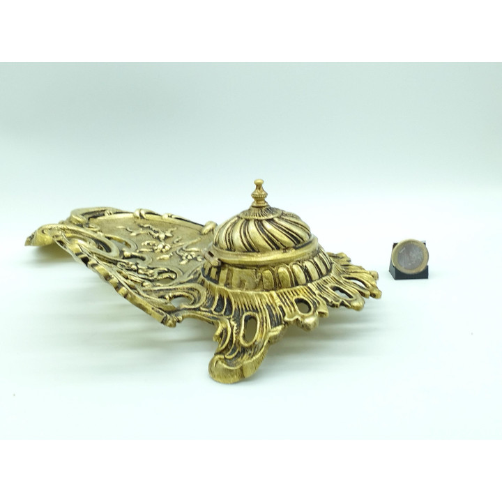 Encrier en bronze doré du XIXe siècle style Rococo