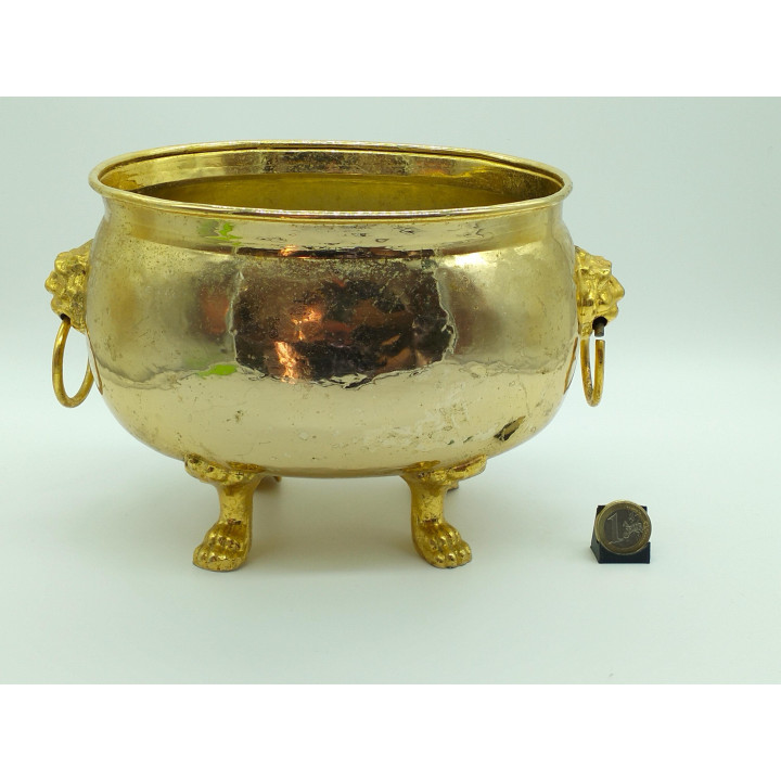 Neoklasyczna Mosiężna Osłonka (1930) - Antyczny Cache-pot