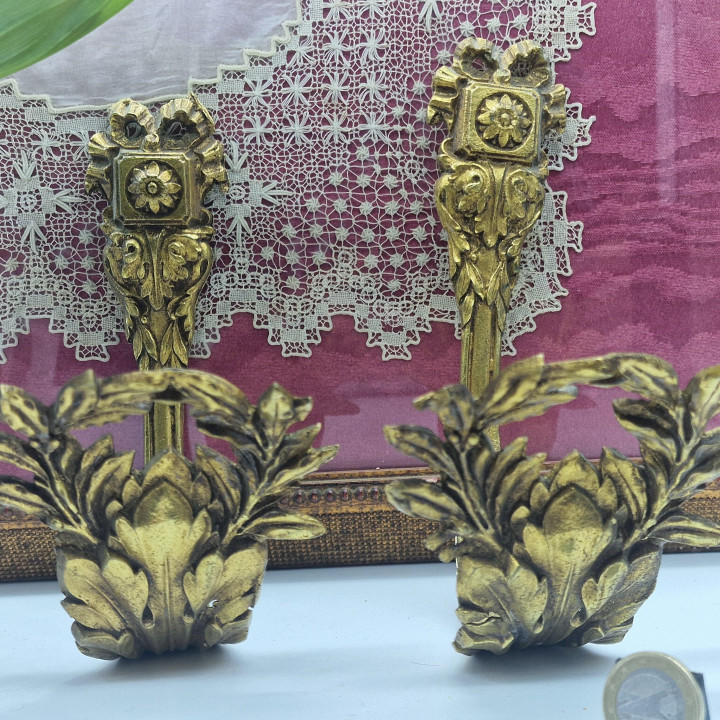 Antike Vorhangstangenhalter aus Bronze, Empire-Stil