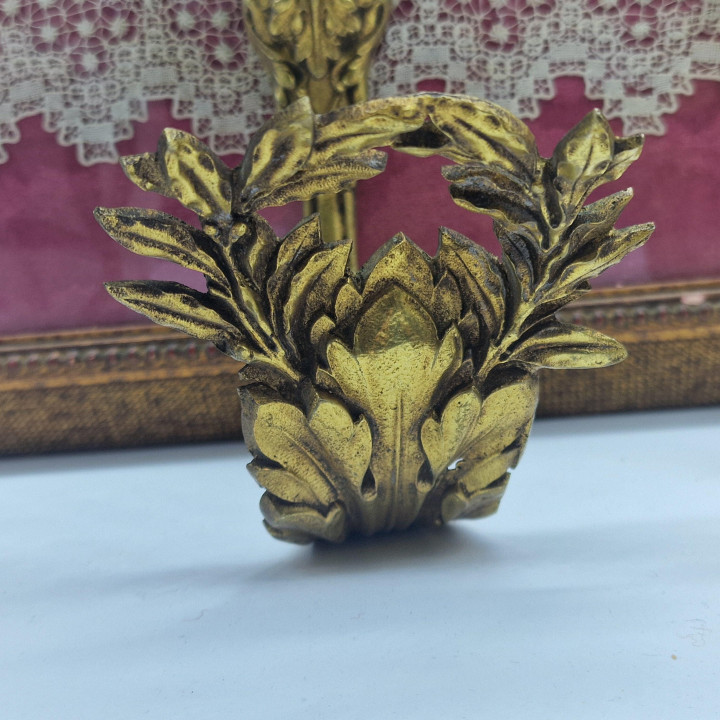 Supports de Tringle à Rideaux Empire en Bronze Doré