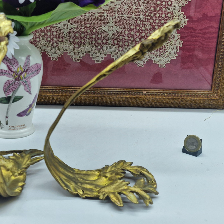 Supports de Tringle à Rideaux Empire en Bronze Doré