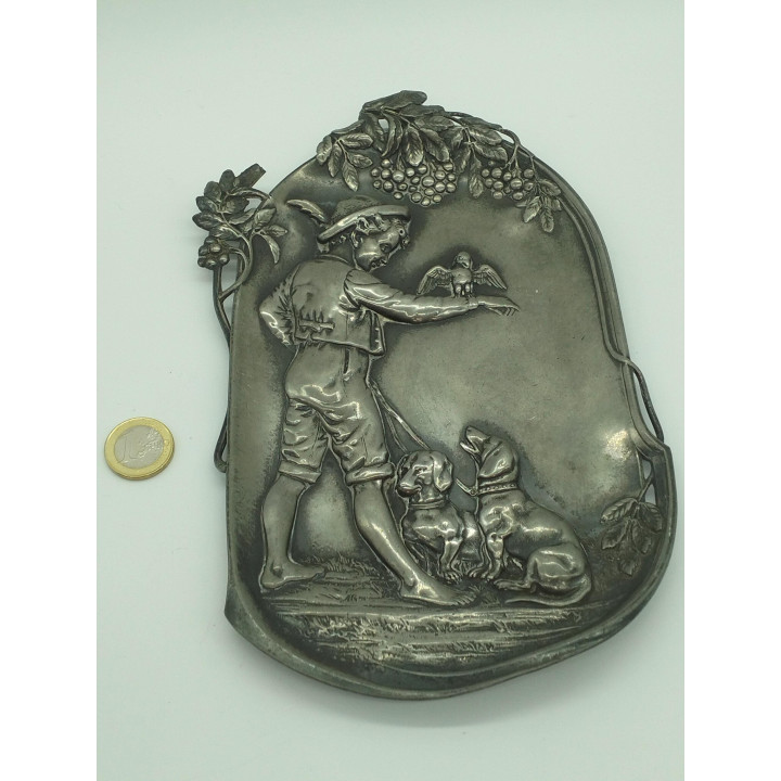 Placa Jugendstil Cazador y Teckel | Art Nouveau