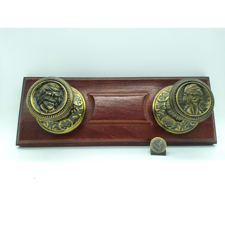 1960年代スペイン製ビンテージ壁掛けフック 真鍮&木製