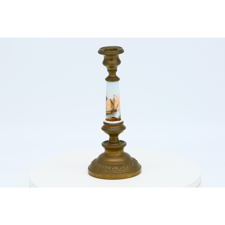 Candeliere d'Epoca in Bronzo e Porcellana (1910-1920)