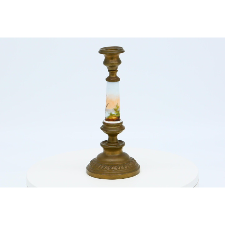 Antiker Kerzenständer aus Bronze und Porzellan (ca. 1910-1920)