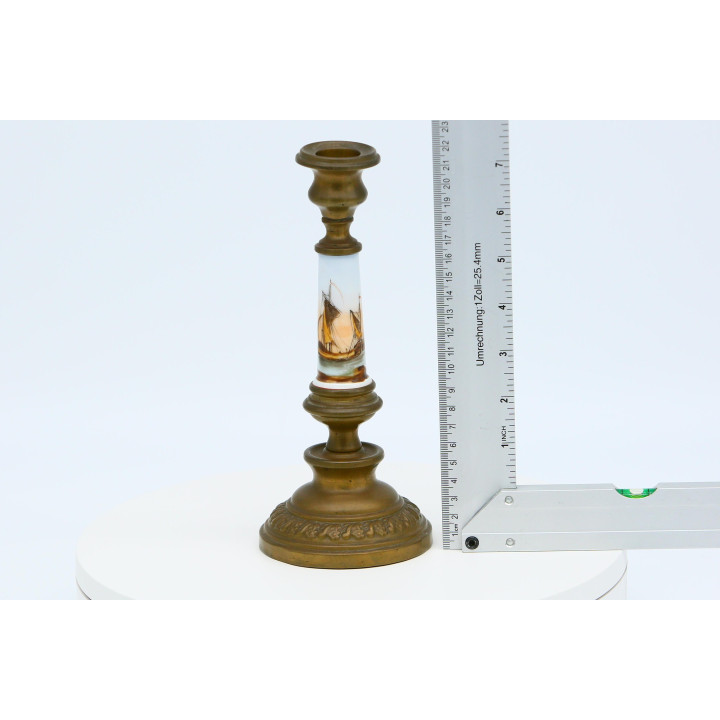 Antique Neoclassical Bronze & Porcelain Candlestick (1910-1920)
