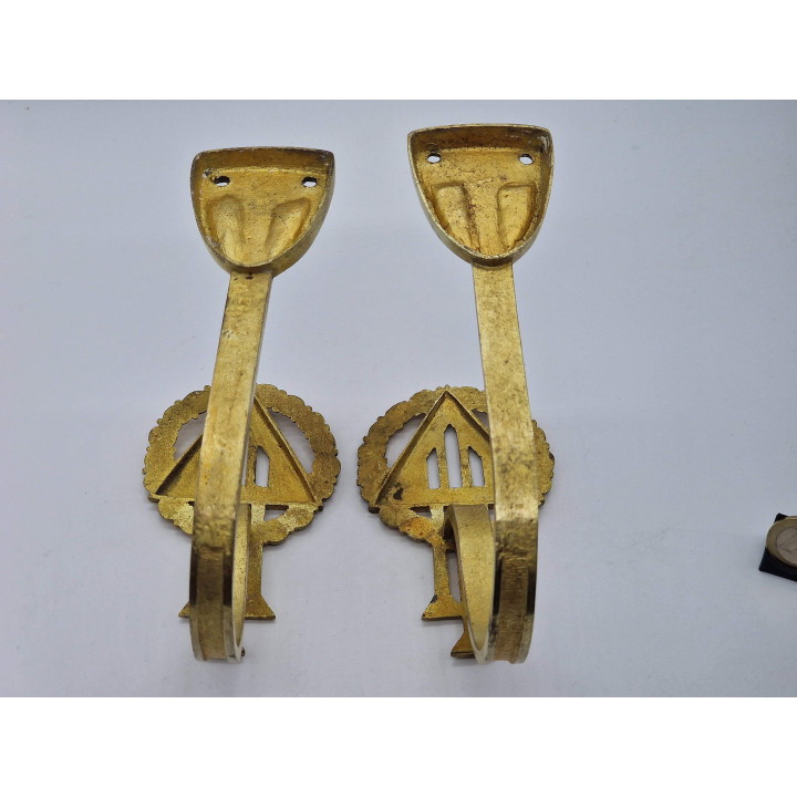 Pair of Antique Bronze Curtain Rod Brackets, Empire Style 1910s